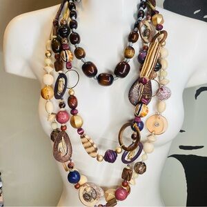 Boho-Chic Layered Chunky Beaded Necklaces(4) Statement Multicolour Look